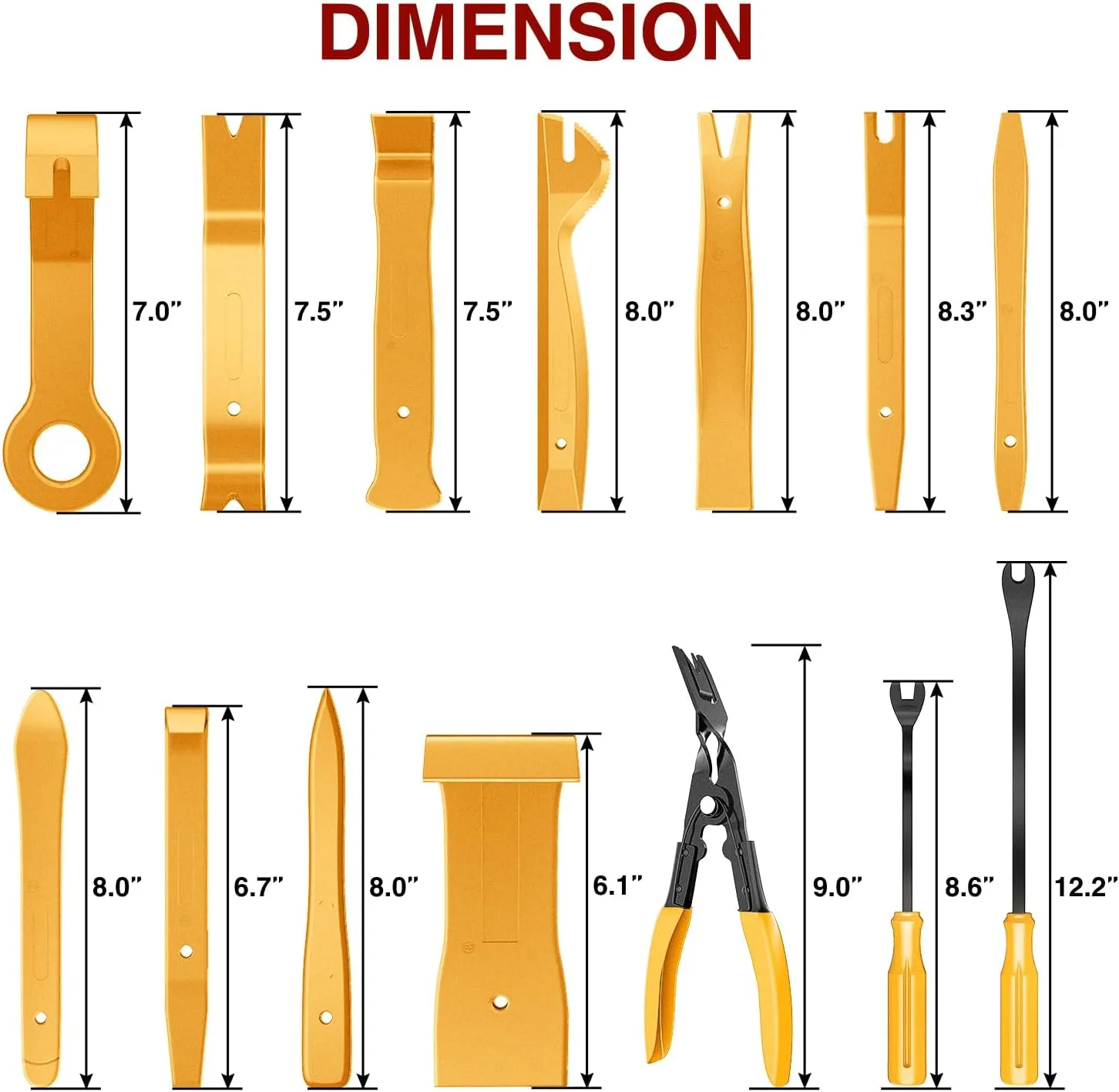 19 Pcs Auto Trim Removal Tool Set Yellow
