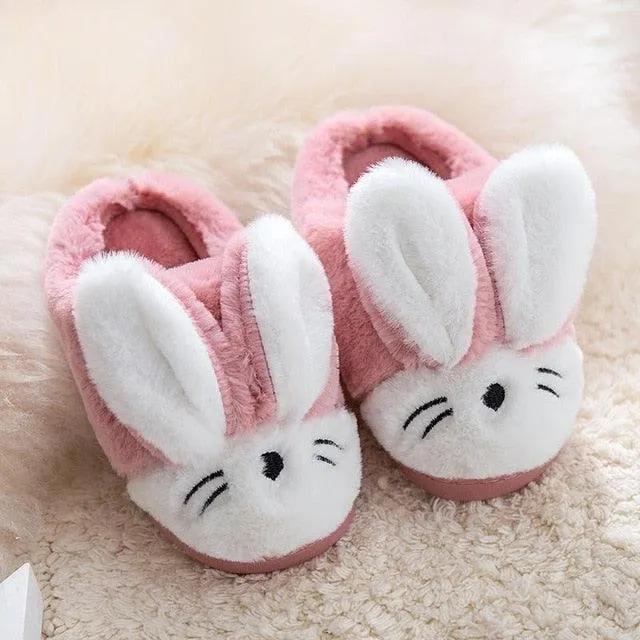 Adorable Rabbit-Themed Winter Slippers for Kids - Warm and Comfy Design