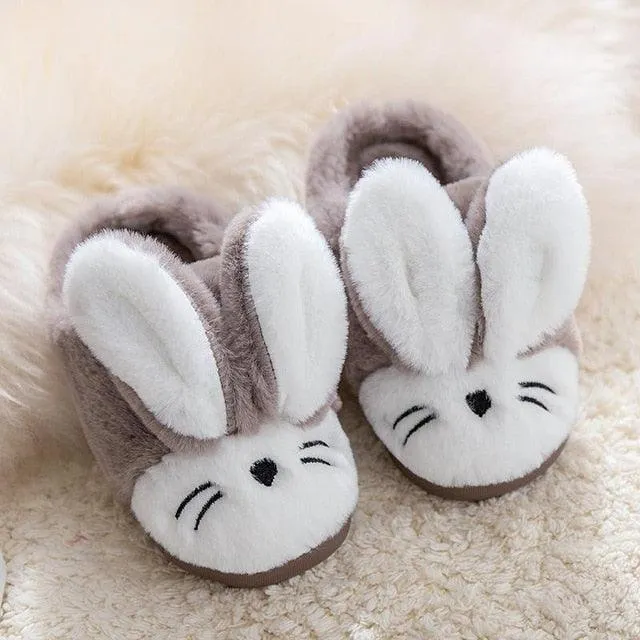 Adorable Rabbit-Themed Winter Slippers for Kids - Warm and Comfy Design