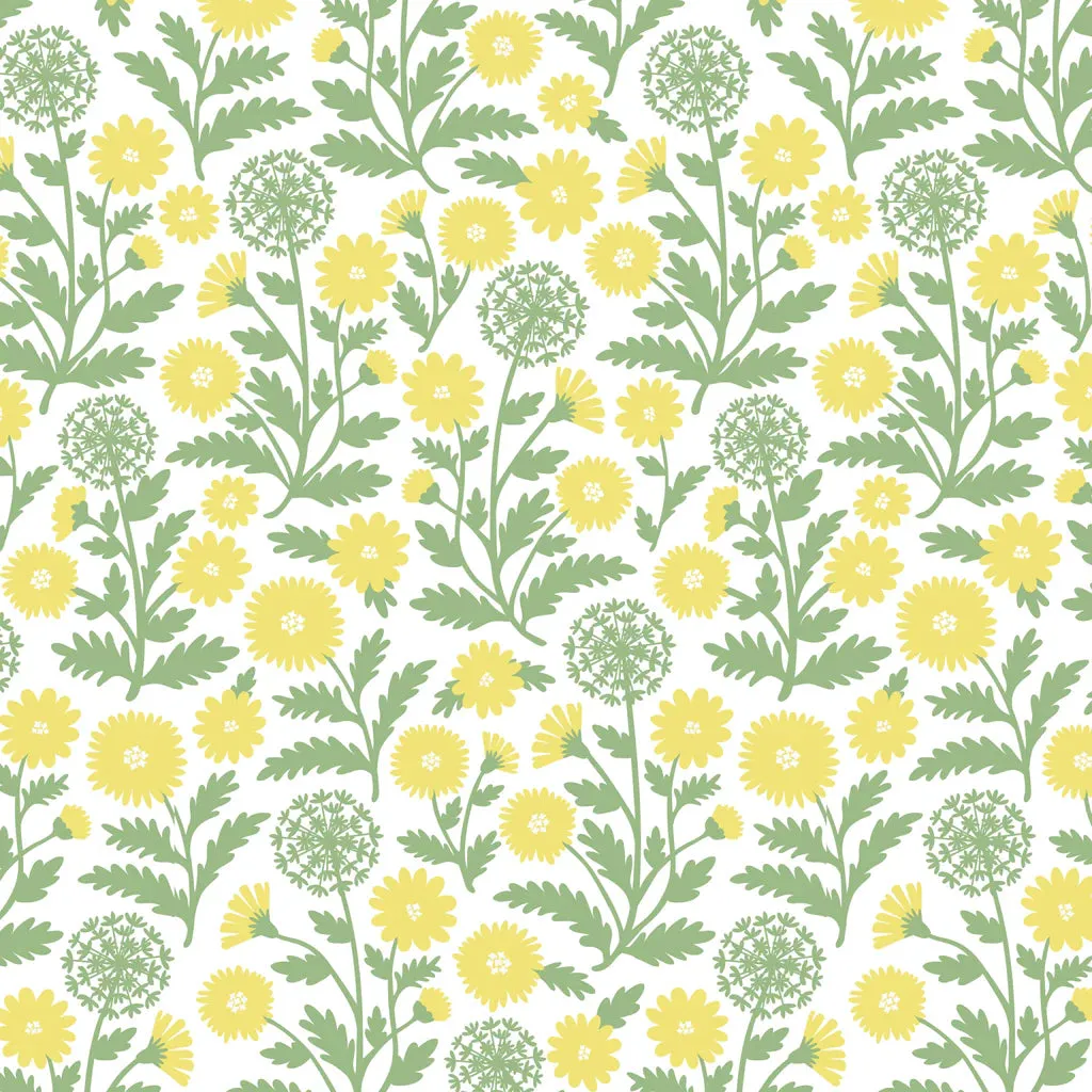 Alberta Dress, Dandelions Green & Yellow