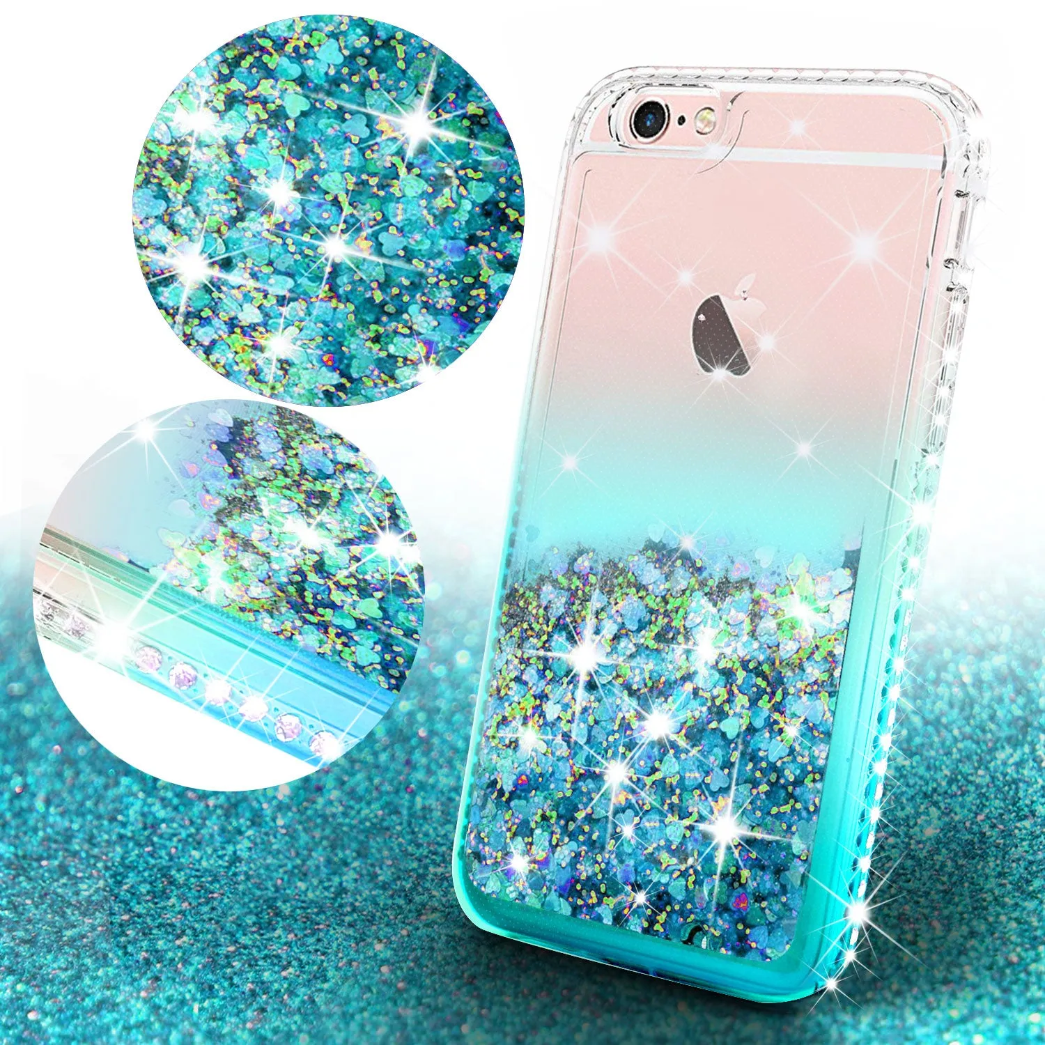 Apple iPhone 8 Plus Case Liquid Glitter Phone Case Waterfall Floating Quicksand Bling Sparkle Cute Protective Girls Women Cover for iPhone 8 Plus - Teal