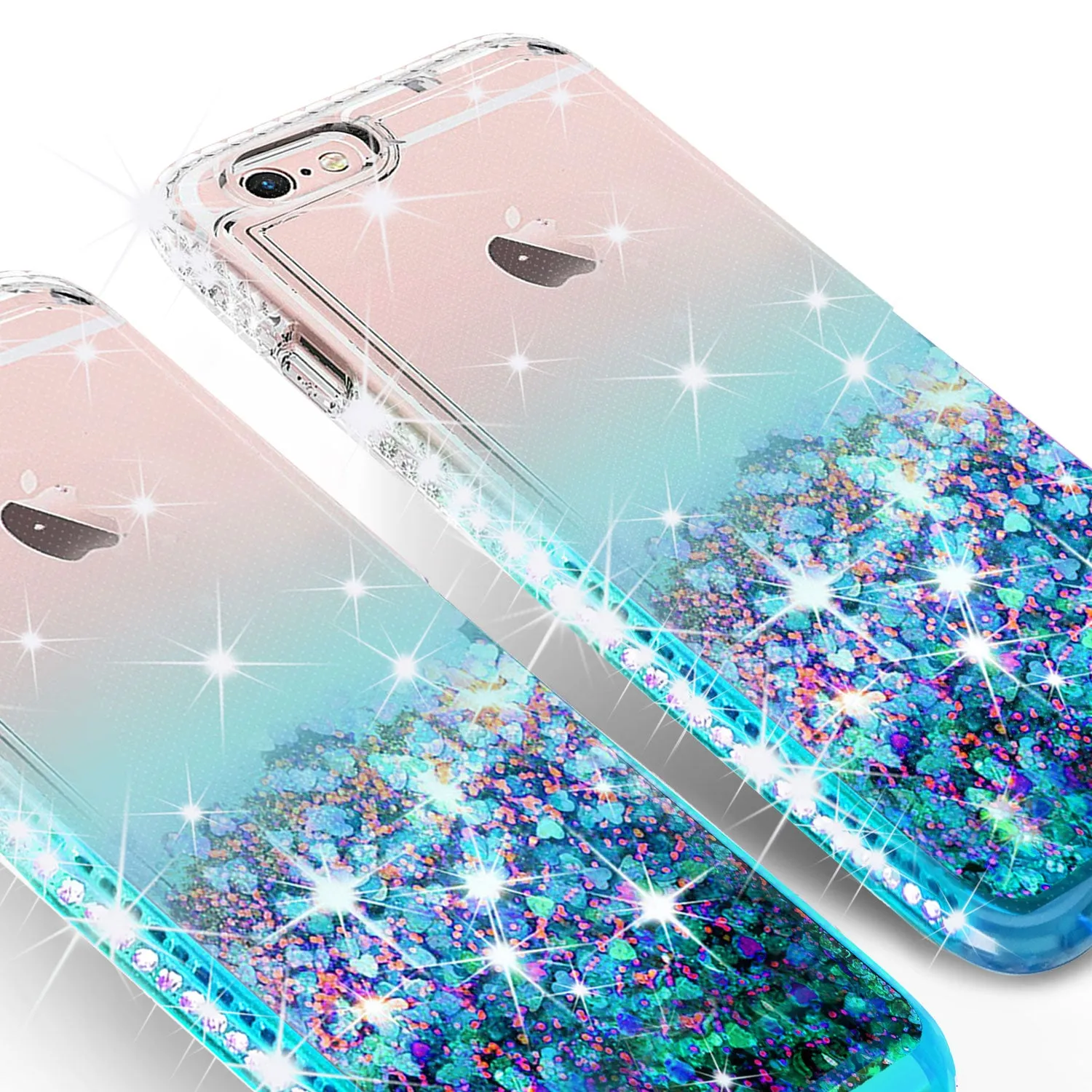 Apple iPhone 8 Plus Case Liquid Glitter Phone Case Waterfall Floating Quicksand Bling Sparkle Cute Protective Girls Women Cover for iPhone 8 Plus - Teal