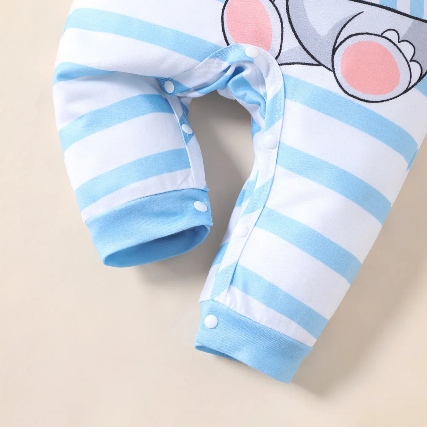 Baby Boy/Girl Cartoon Elephant Print Short-sleeve Jumpsuit