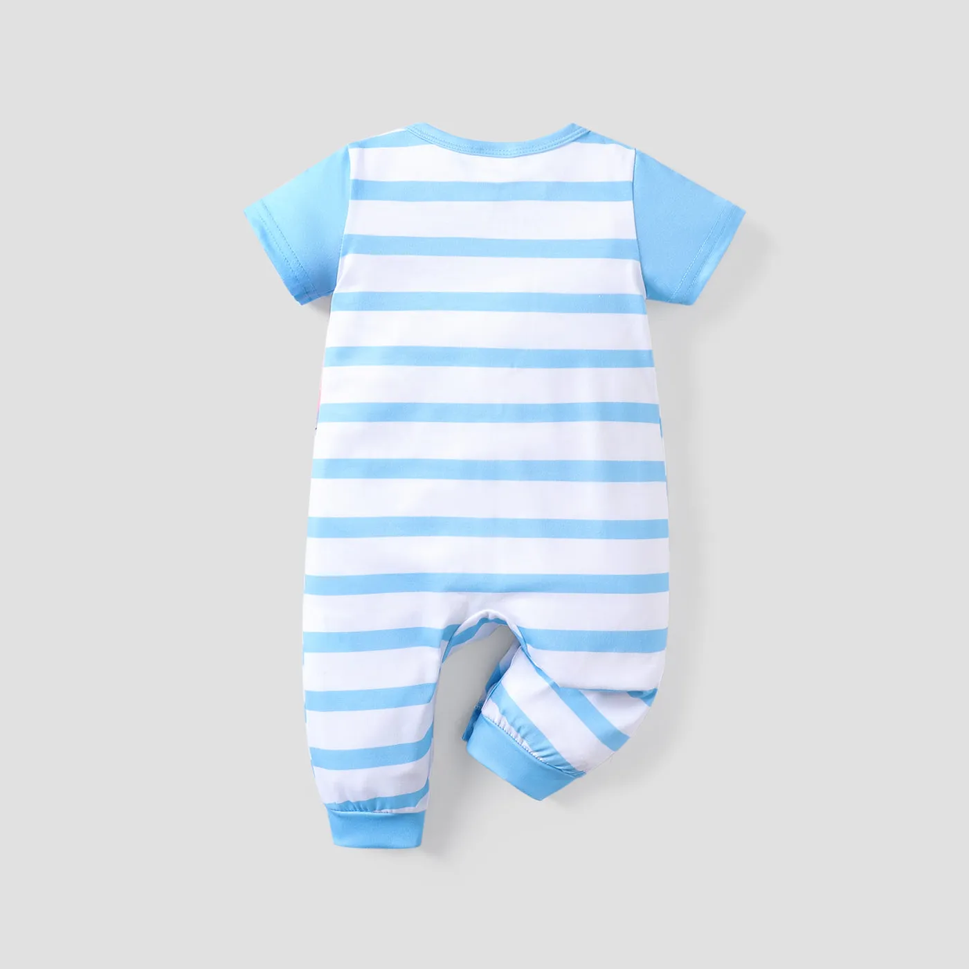 Baby Boy/Girl Cartoon Elephant Print Short-sleeve Jumpsuit