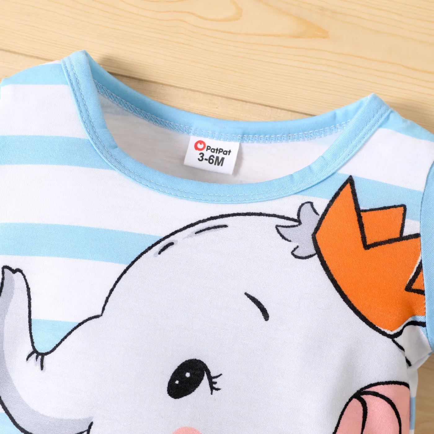 Baby Boy/Girl Cartoon Elephant Print Short-sleeve Jumpsuit