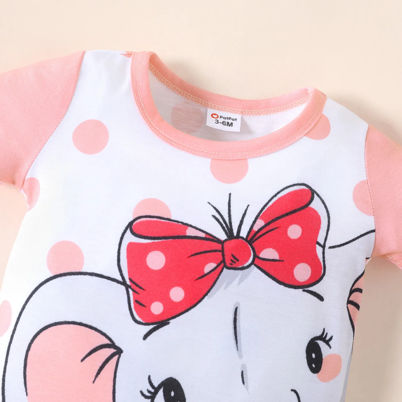 Baby Boy/Girl Cartoon Elephant Print Short-sleeve Jumpsuit