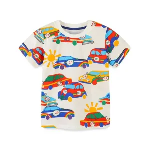 Baby Boys T Shirts Summer Toddler Boys Cartoon Racing car Print Shirts 4 5 Years Children's Clothing