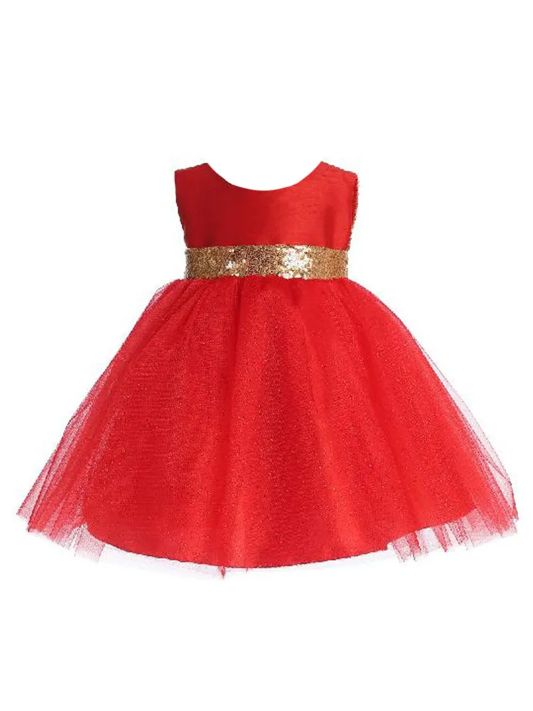 Baby Girls Multi Color Sparkle Sequin V Back Flower Girl Dress 6-24 Months