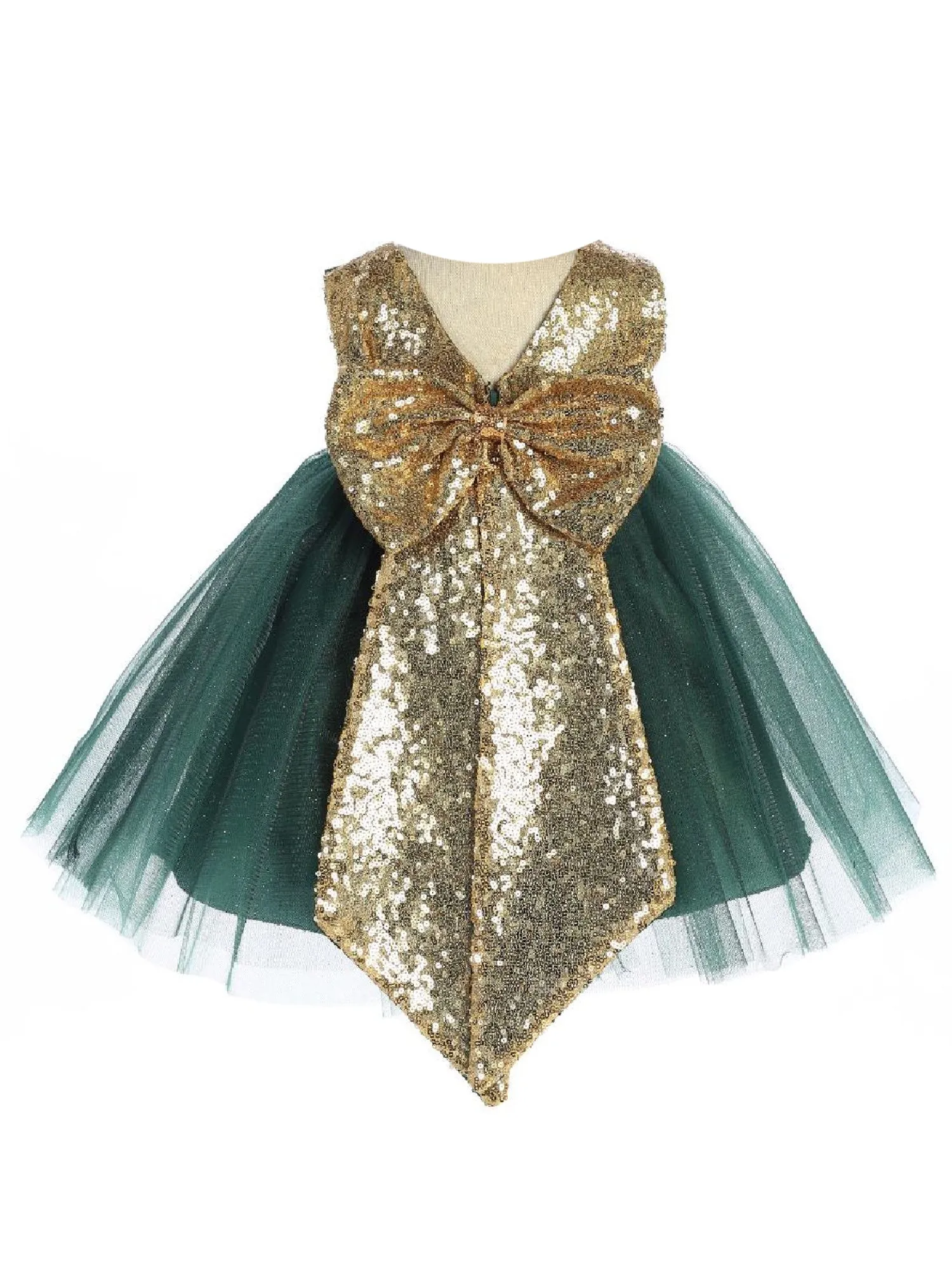 Baby Girls Multi Color Sparkle Sequin V Back Flower Girl Dress 6-24 Months