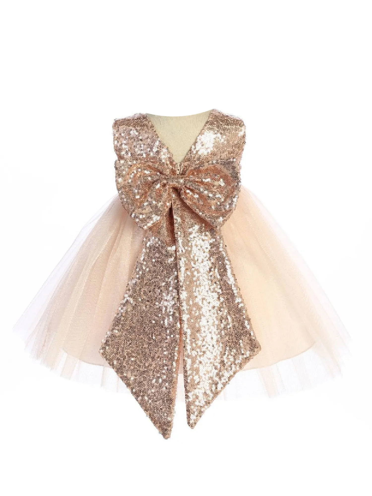 Baby Girls Multi Color Sparkle Sequin V Back Flower Girl Dress 6-24 Months