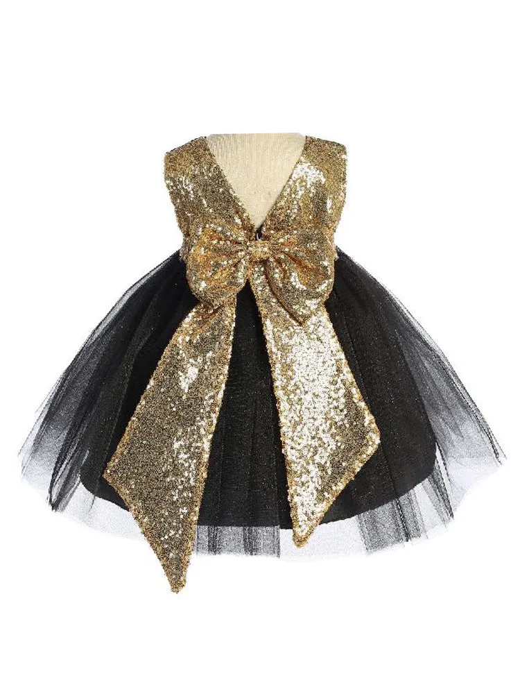 Baby Girls Multi Color Sparkle Sequin V Back Flower Girl Dress 6-24 Months