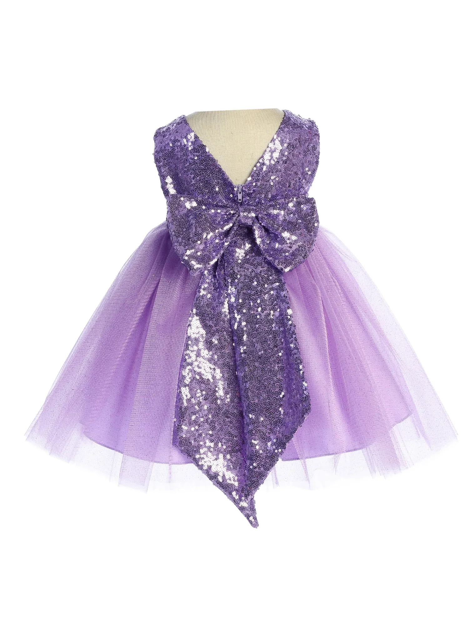 Baby Girls Multi Color Sparkle Sequin V Back Flower Girl Dress 6-24 Months