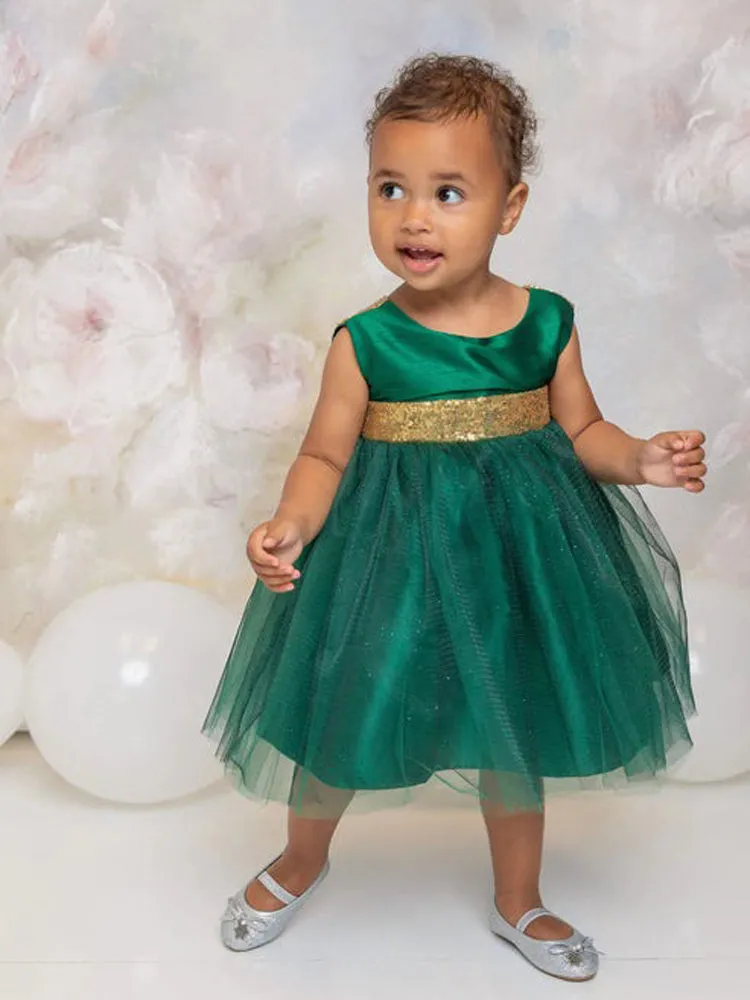 Baby Girls Multi Color Sparkle Sequin V Back Flower Girl Dress 6-24 Months