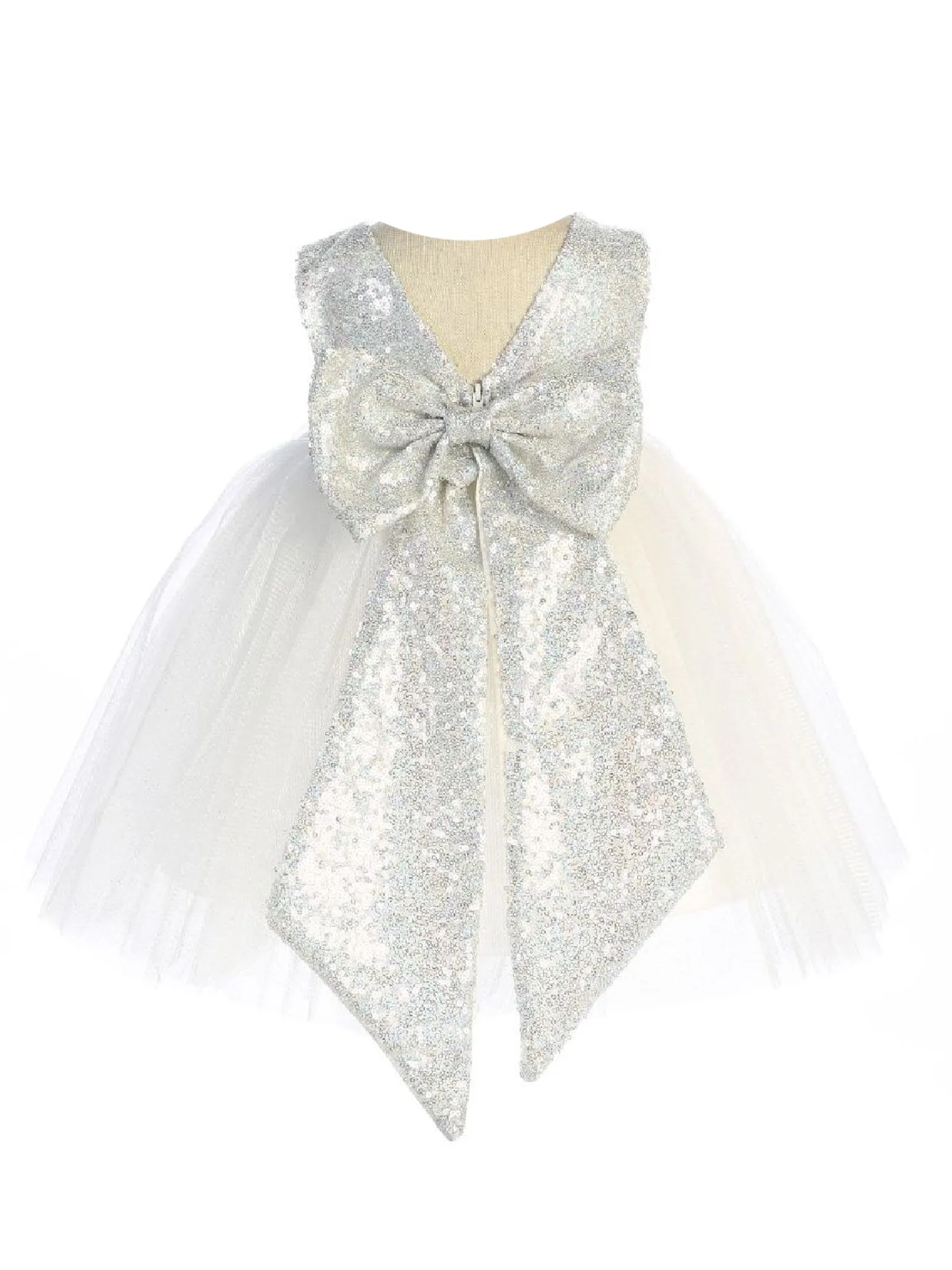Baby Girls Multi Color Sparkle Sequin V Back Flower Girl Dress 6-24 Months