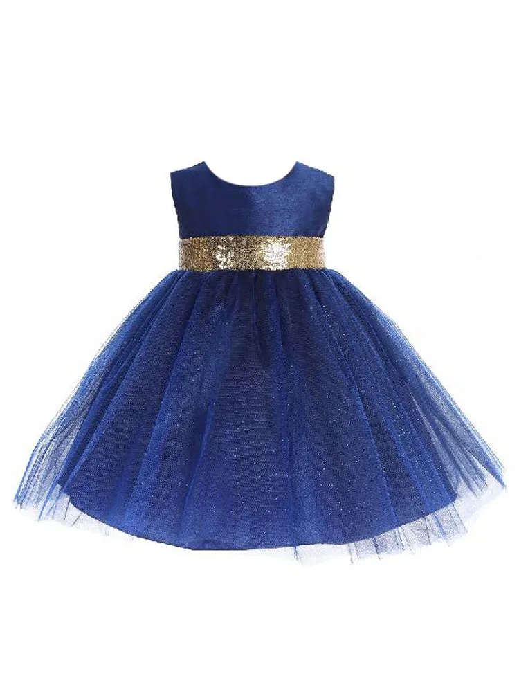 Baby Girls Multi Color Sparkle Sequin V Back Flower Girl Dress 6-24 Months
