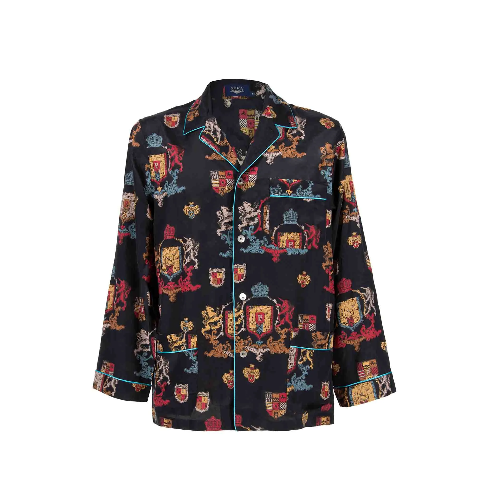 Black Emblems Silk Pajama