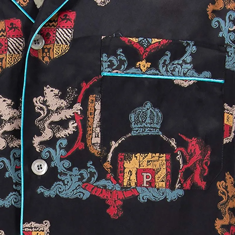 Black Emblems Silk Pajama