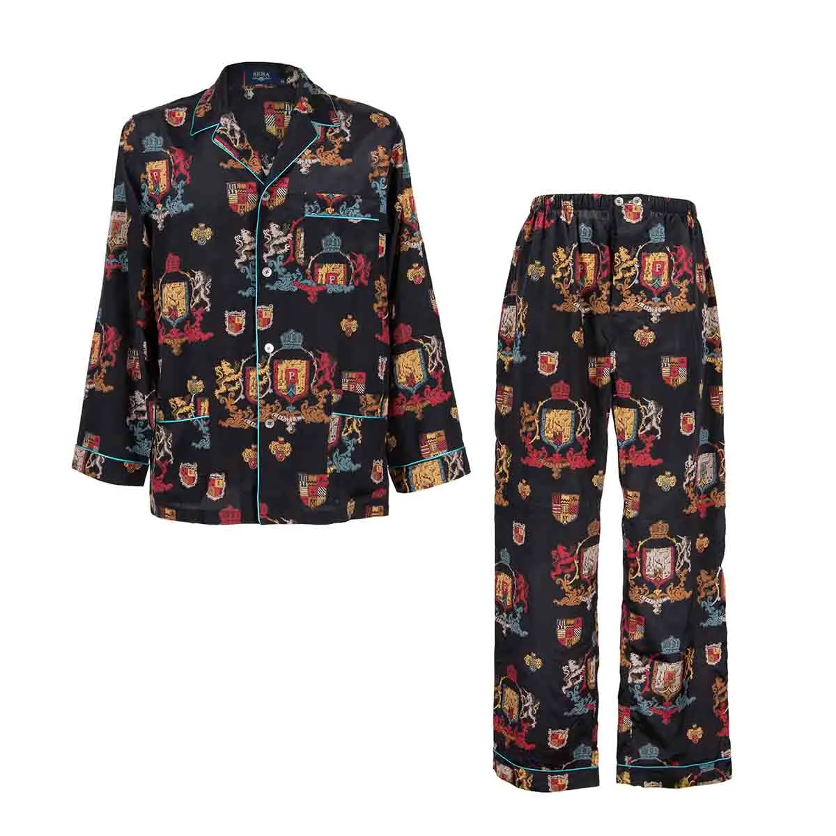 Black Emblems Silk Pajama