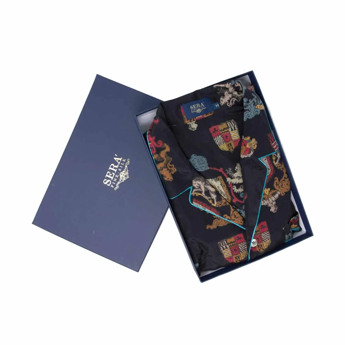 Black Emblems Silk Pajama