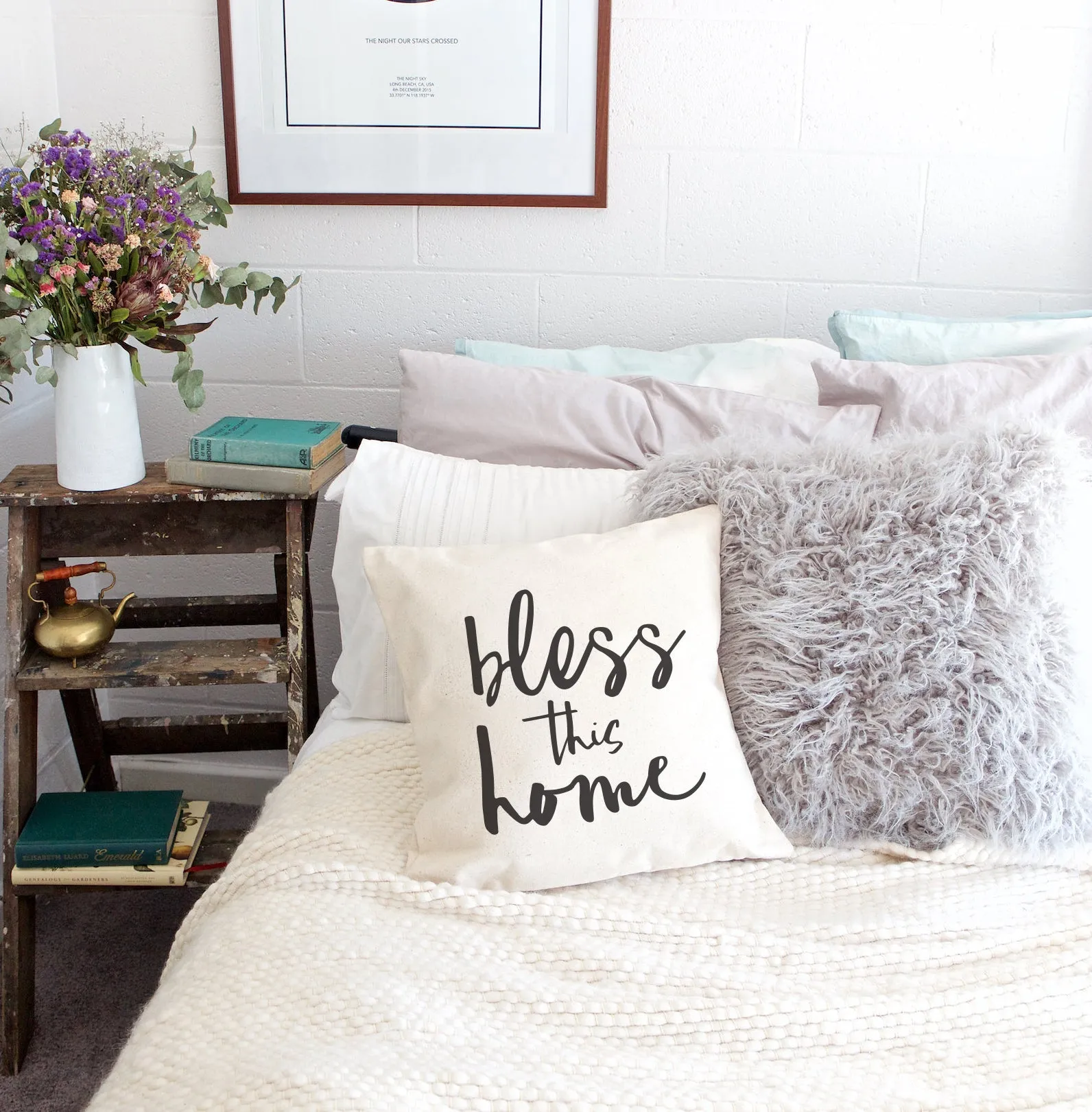 Bless This Home Cotton Canvas Pillow Cover