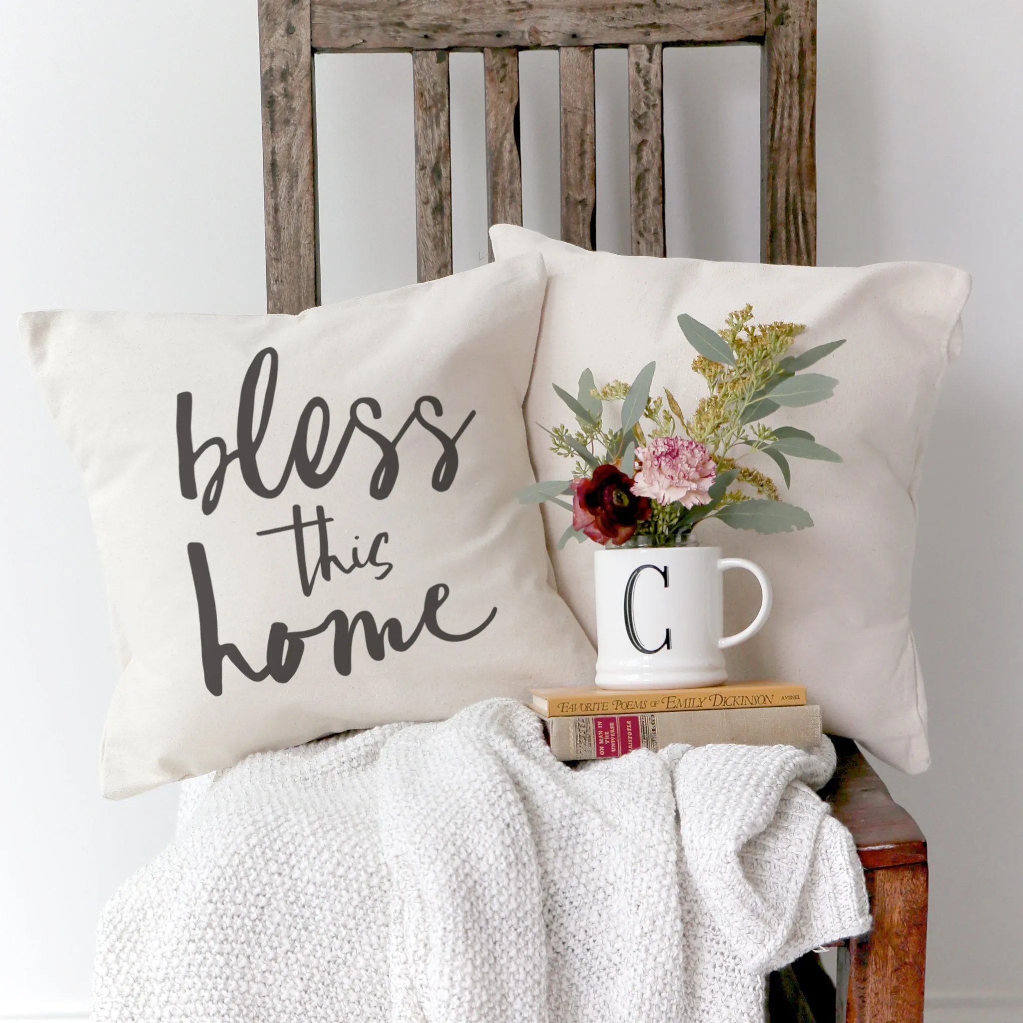 Bless This Home Cotton Canvas Pillow Cover