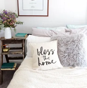 Bless This Home Cotton Canvas Pillow Cover