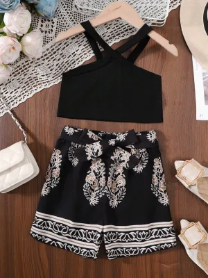 Children's Cami and Printed Pants Set