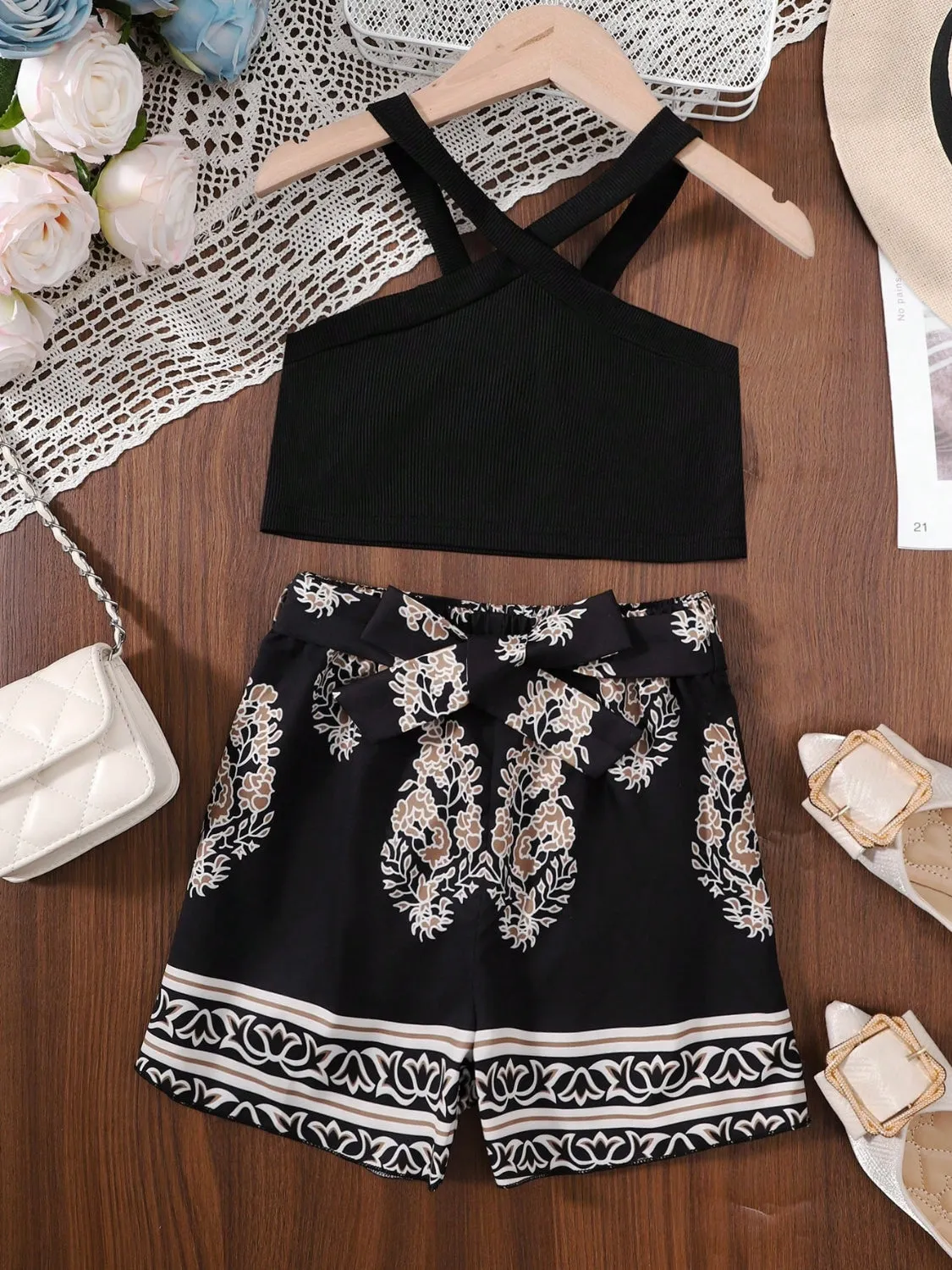 Children's Cami and Printed Pants Set