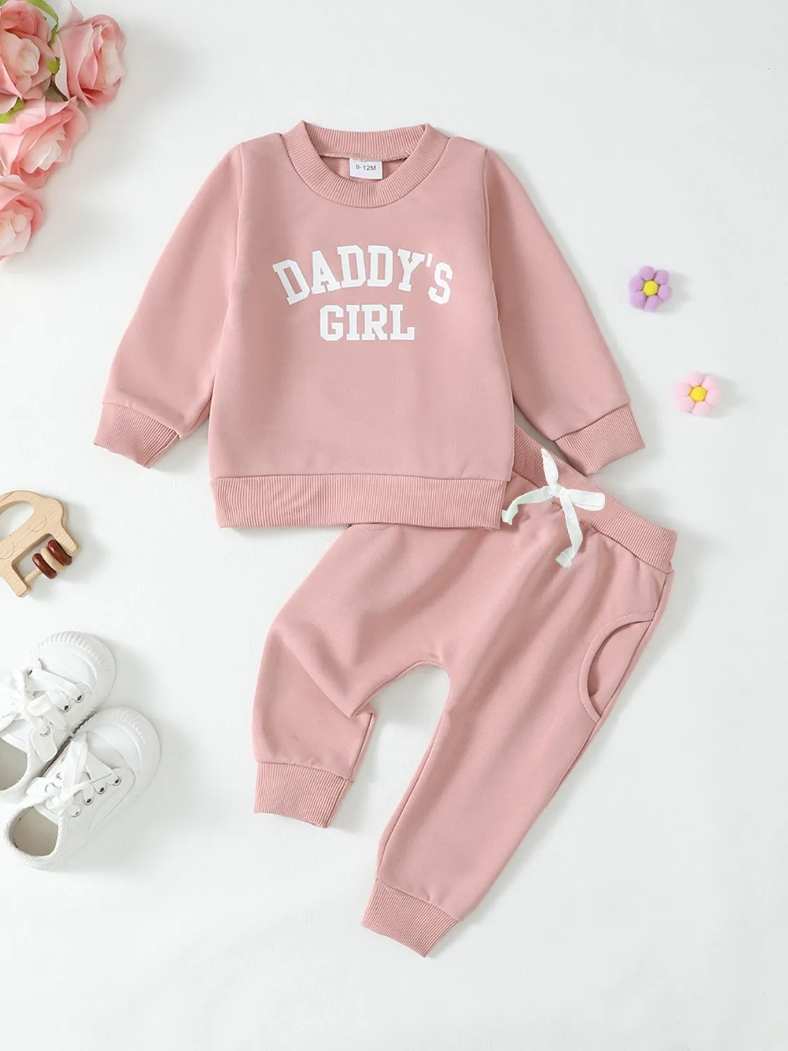 Children's Letter Graphic Sweatshirt and Pants Set