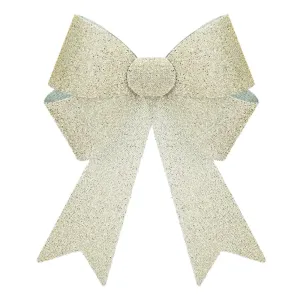 Christmas Tinsel Bow Champagne Glitter 22cm