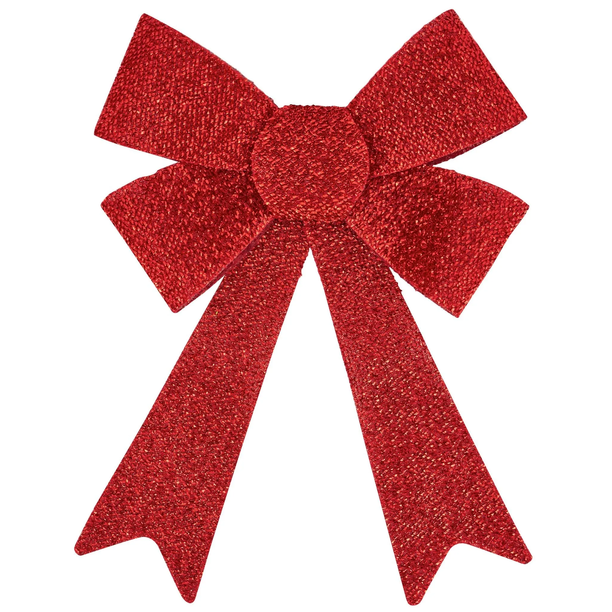 Christmas Tinsel Bow Red Glitter 22cm