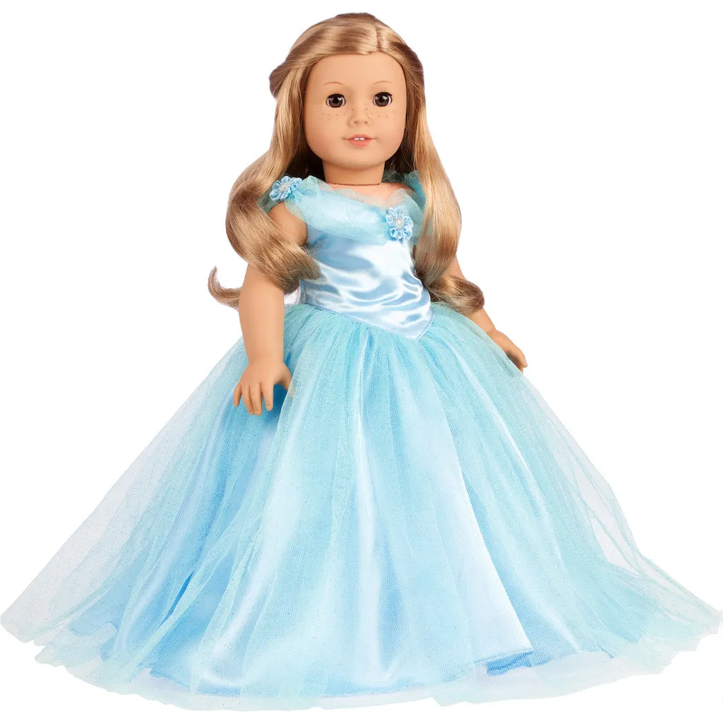 Cinderella - Clothes for 18 inch Doll - Disney Blue Gown with Silver Slippers