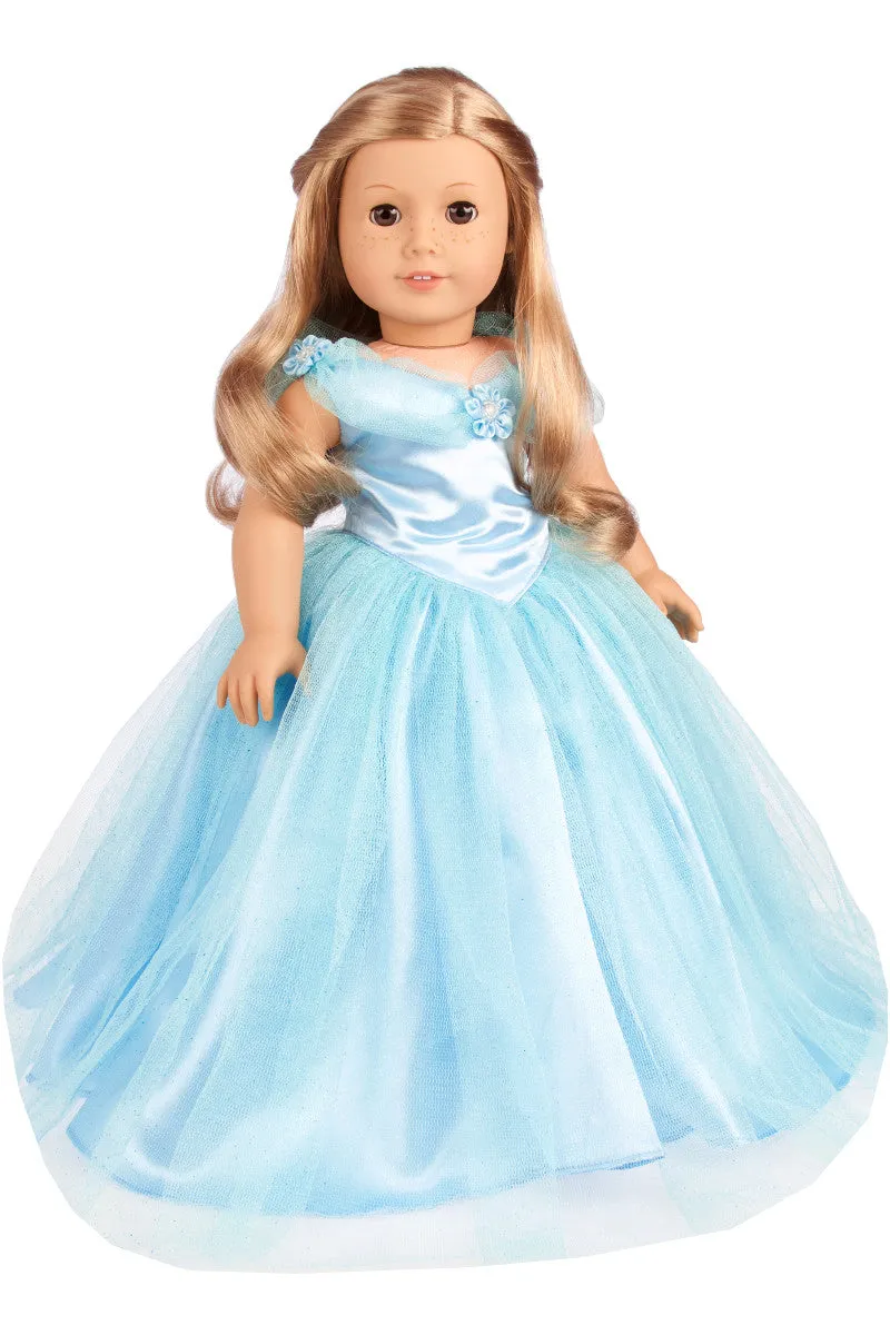 Cinderella - Clothes for 18 inch Doll - Disney Blue Gown with Silver Slippers