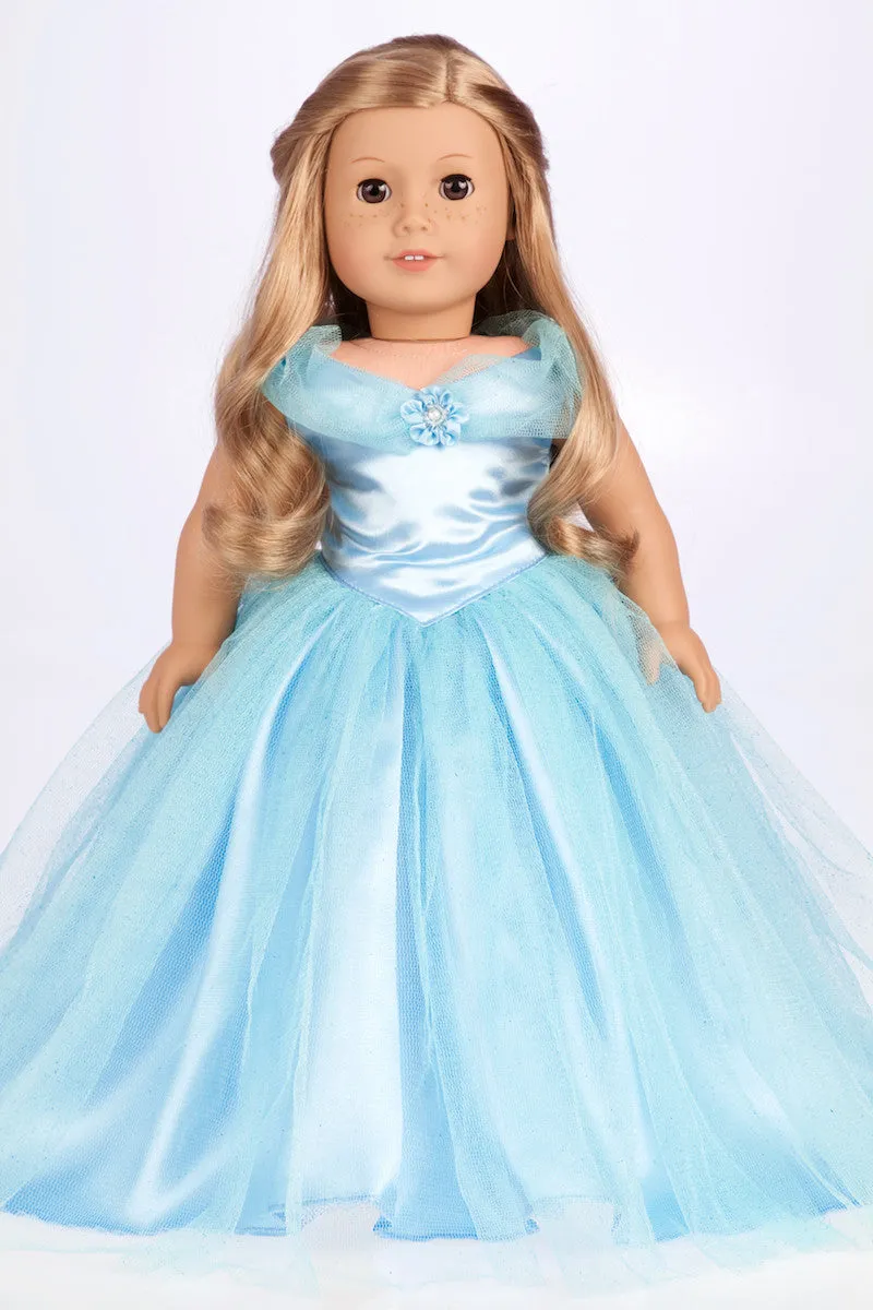 Cinderella - Clothes for 18 inch Doll - Disney Blue Gown with Silver Slippers