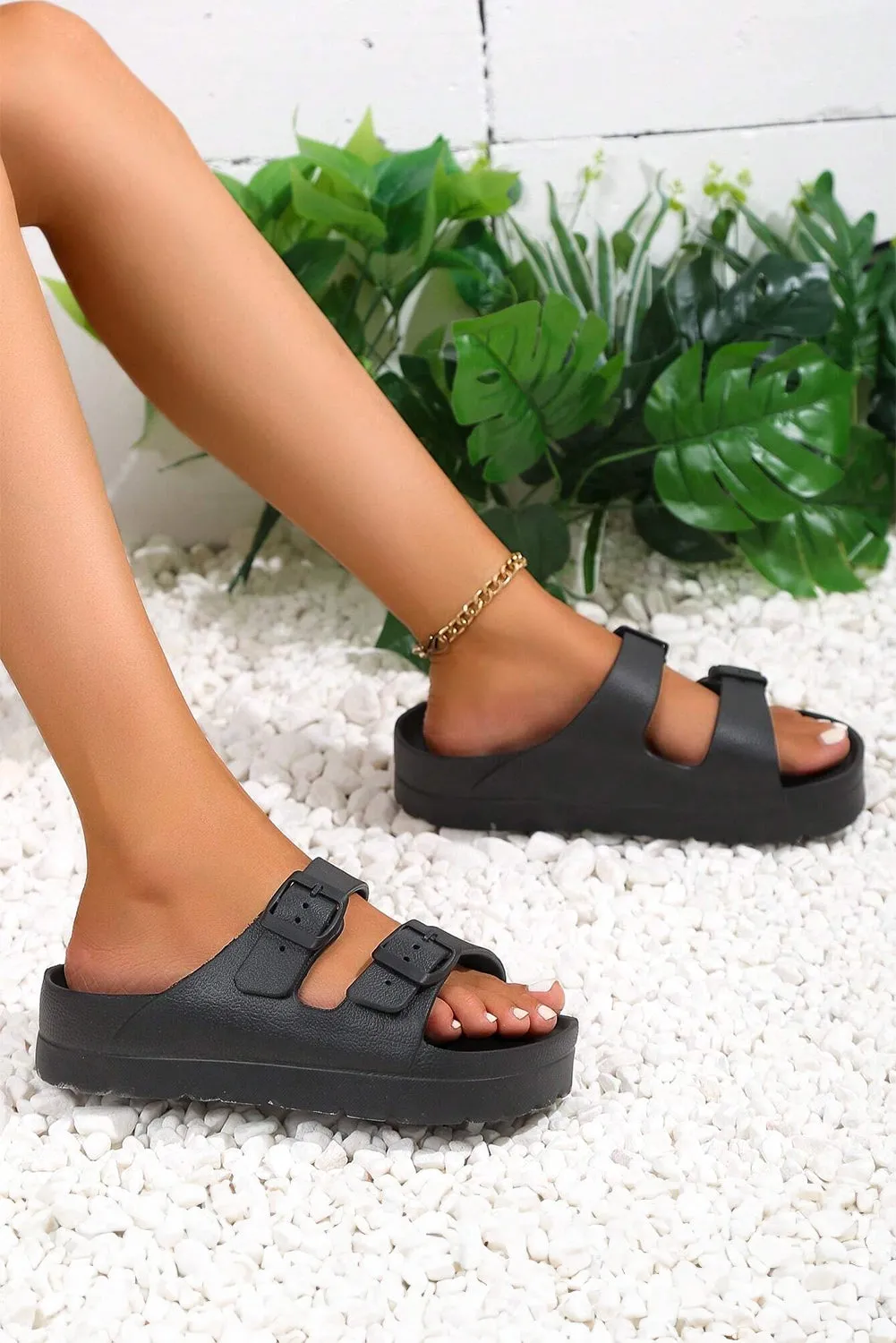 Double-buckle  Slippers