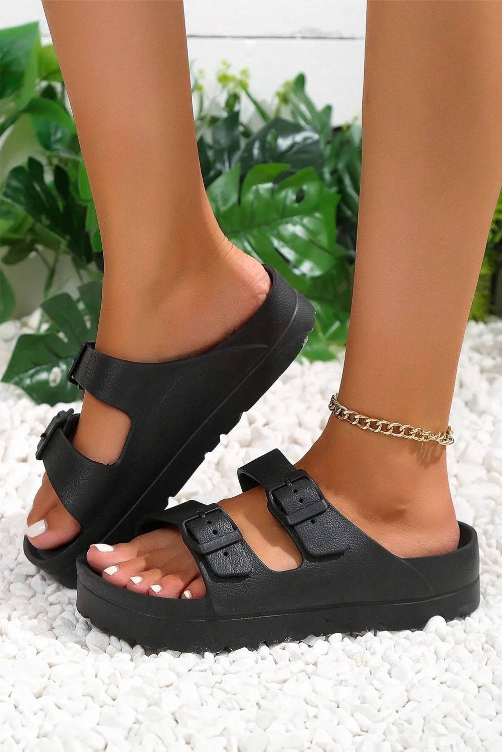 Double-buckle  Slippers