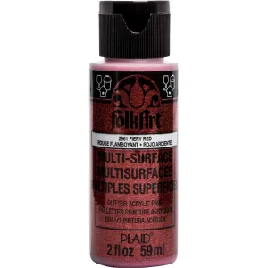 Folkart Multi-Surface Specialty Paint - Glitter Fiery Red