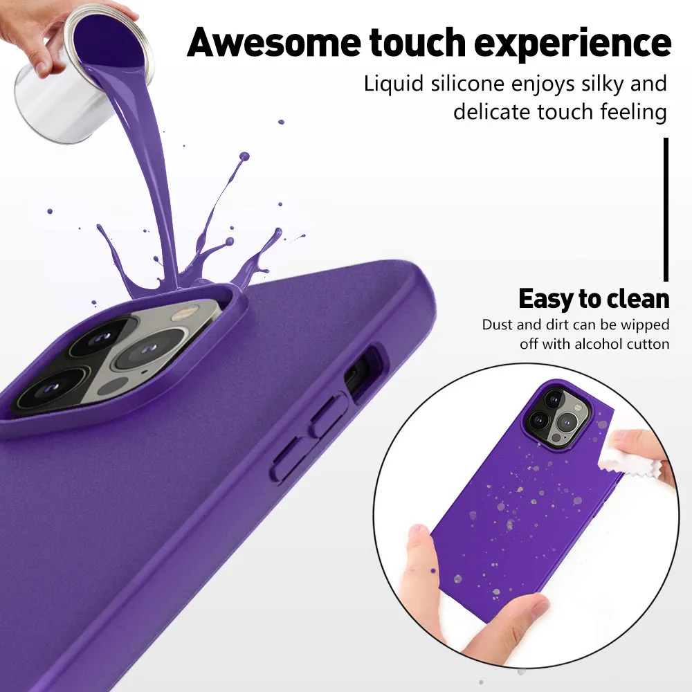 For Apple iPhone 12 Pro Max Case with Built-in Screen Protector,Rugged PC Front Cover   Soft TPU Non-Slip Cover, Shockproof Full-Body Protective Case Cover - Purple