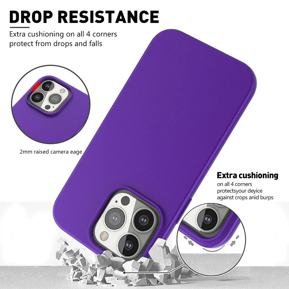 For Apple iPhone 13 Pro Case with Built-in Screen Protector,Rugged PC Front Cover   Soft TPU Non-Slip Cover, Shockproof Full-Body Protective Case Cover - Purple