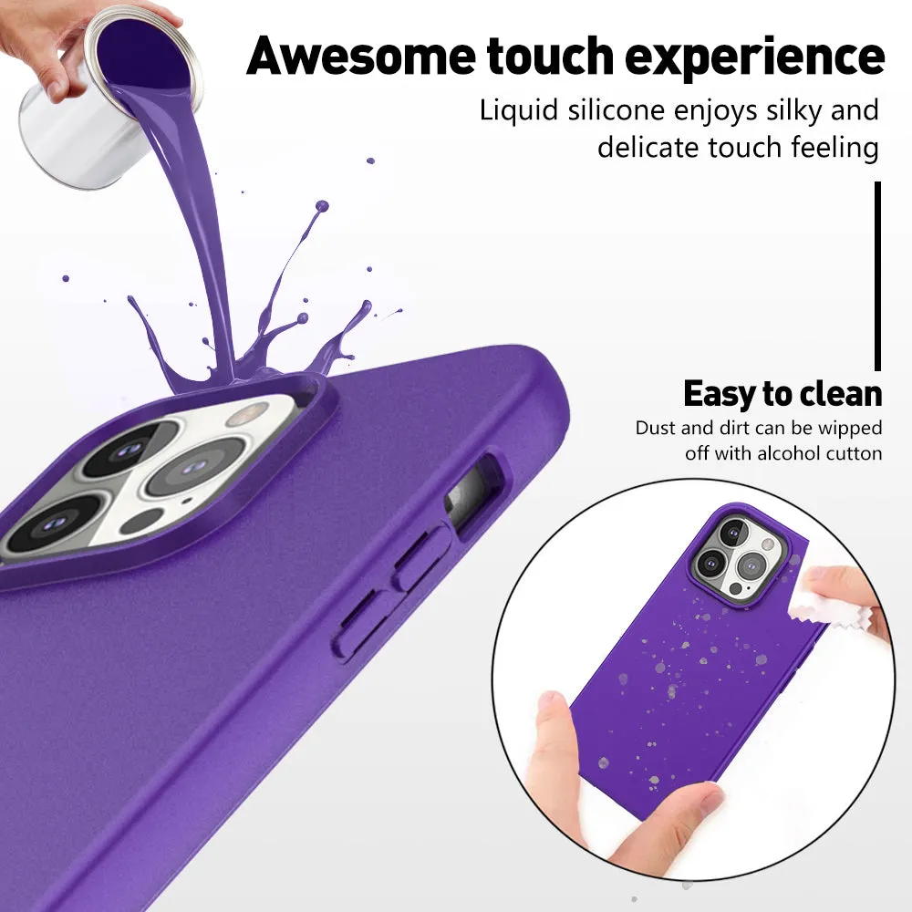 For Apple iPhone 13 Pro Case with Built-in Screen Protector,Rugged PC Front Cover   Soft TPU Non-Slip Cover, Shockproof Full-Body Protective Case Cover - Purple