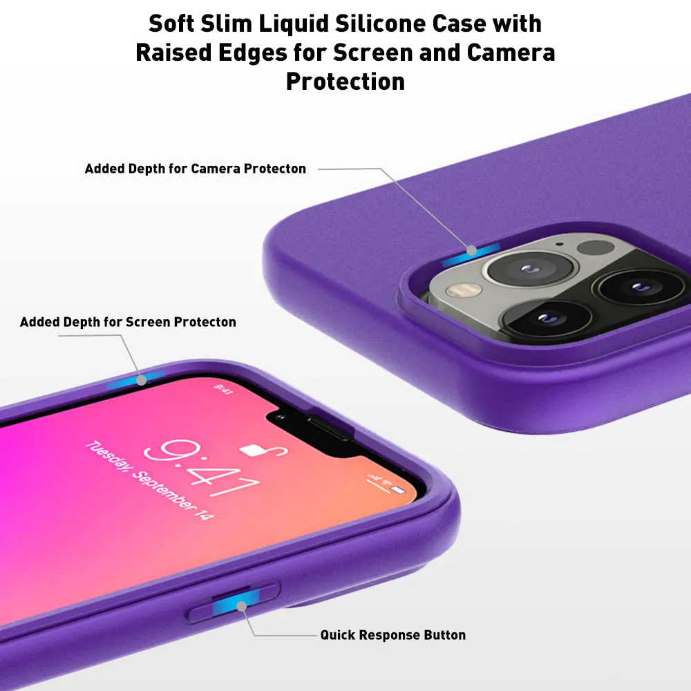 For Apple iPhone 13 Pro Max Case with Built-in Screen Protector,Rugged PC Front Cover   Soft TPU Non-Slip Cover, Shockproof Full-Body Protective Case Cover - Purple
