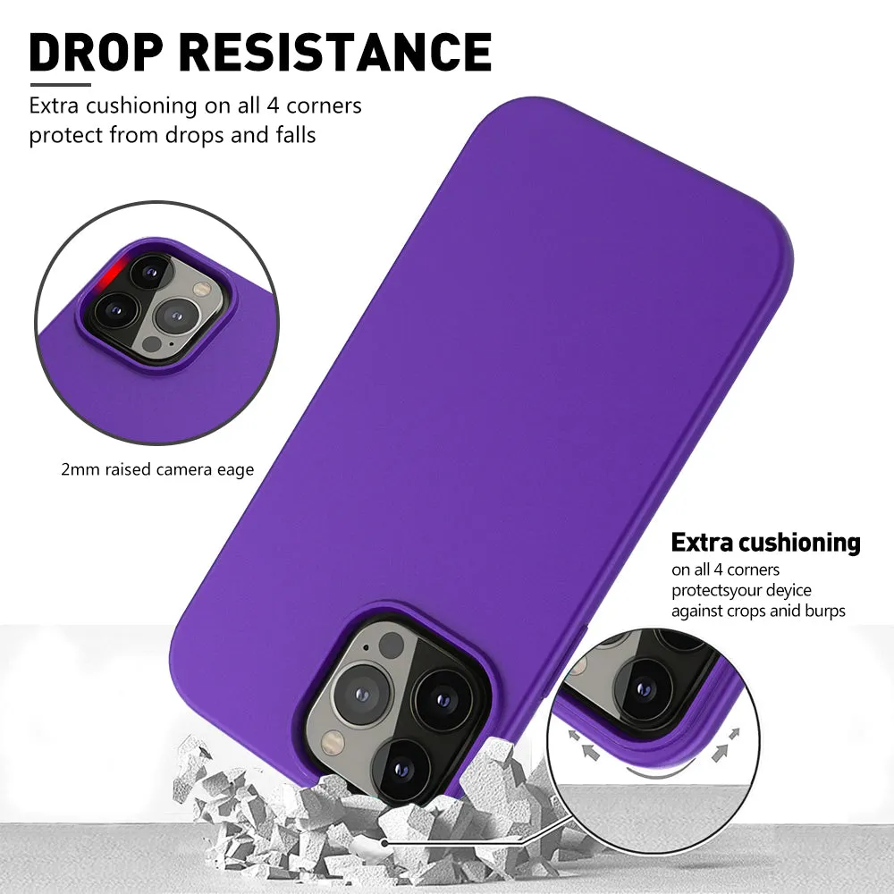 For Apple iPhone 13 Pro Max Case with Built-in Screen Protector,Rugged PC Front Cover   Soft TPU Non-Slip Cover, Shockproof Full-Body Protective Case Cover - Purple