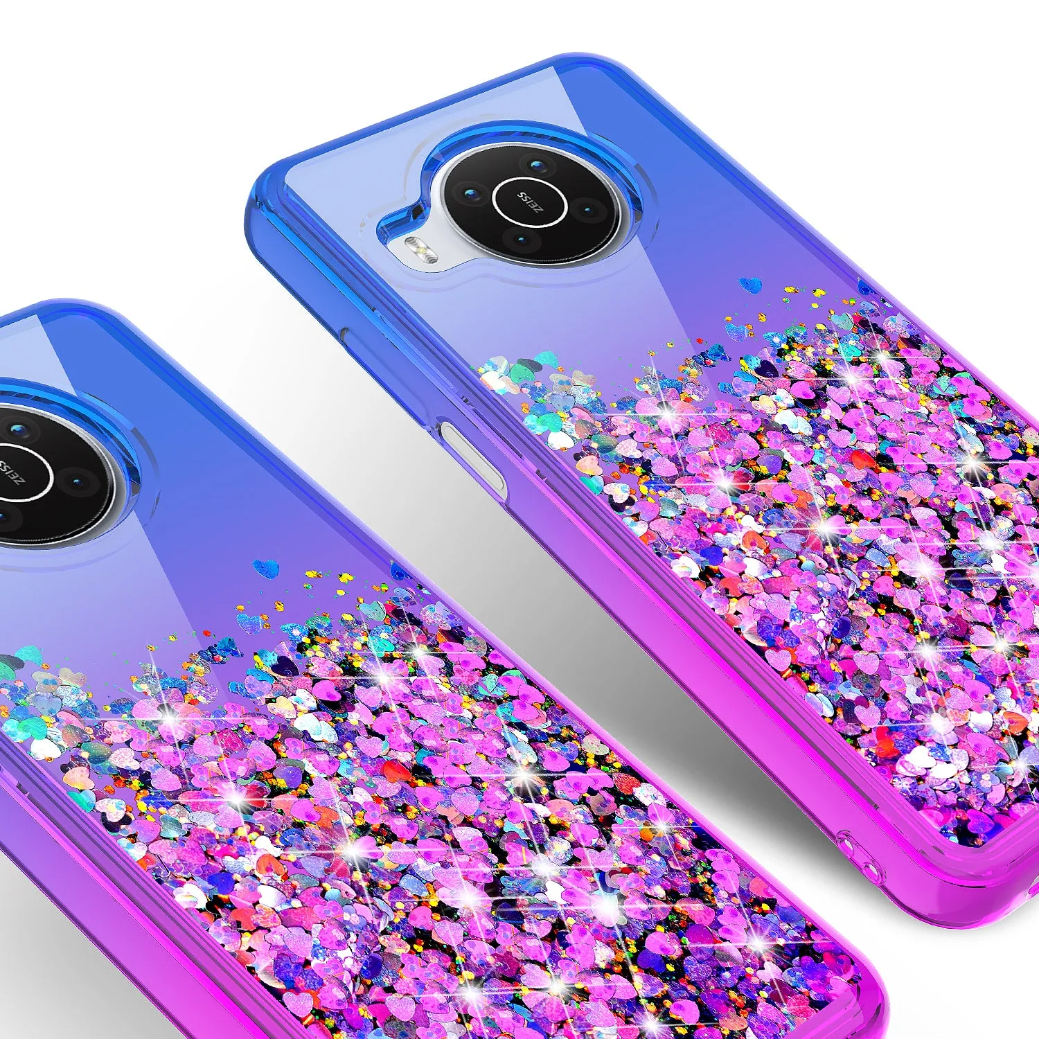 For Nokia X100 Case Liquid Glitter Phone Case Waterfall Floating Quicksand Bling Sparkle Cute Protective Girls Women Cover for Nokia X100 W/Temper Glass -  (Blue/Purple Gradient)