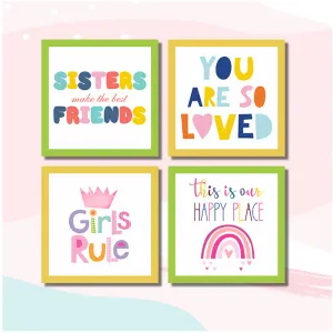 Girls Rule Wall Art (Set of 4)