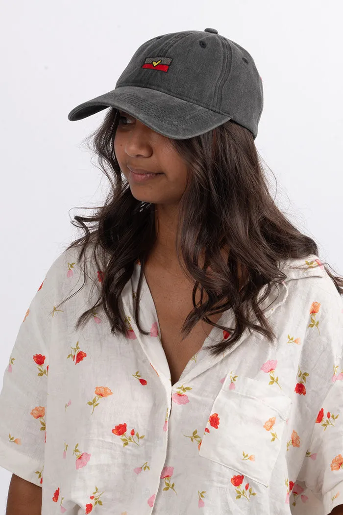 Heart Aboriginal Flag Black Vintage Washed Cap
