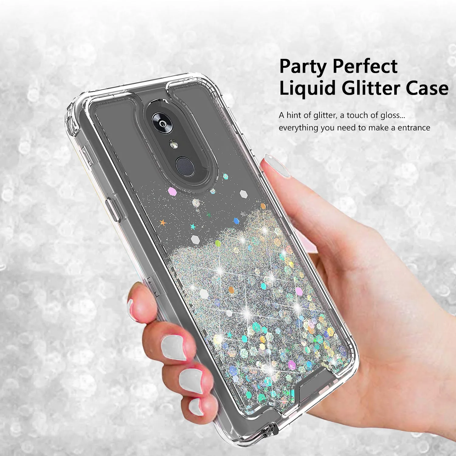 LG Stylo 4 Case, Stylo 4 Plus, Q Stylus Case,Hard Clear Glitter Sparkle Flowing Liquid Heavy Duty Shockproof Three Layer Protective Bling Girls Women Cases for LG Stylo 4 - Clear