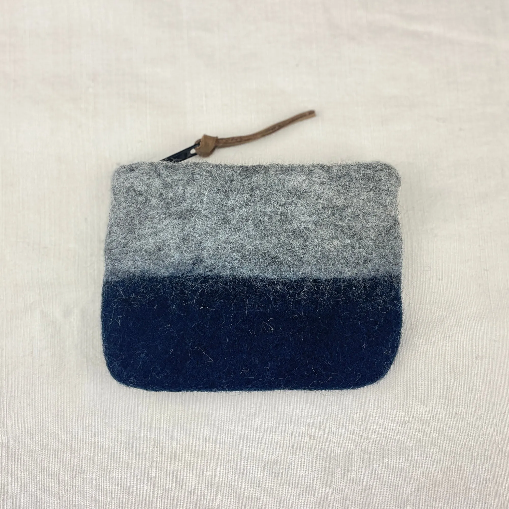 LILA Handmade Felt Ombre Two Tone Zip Purse