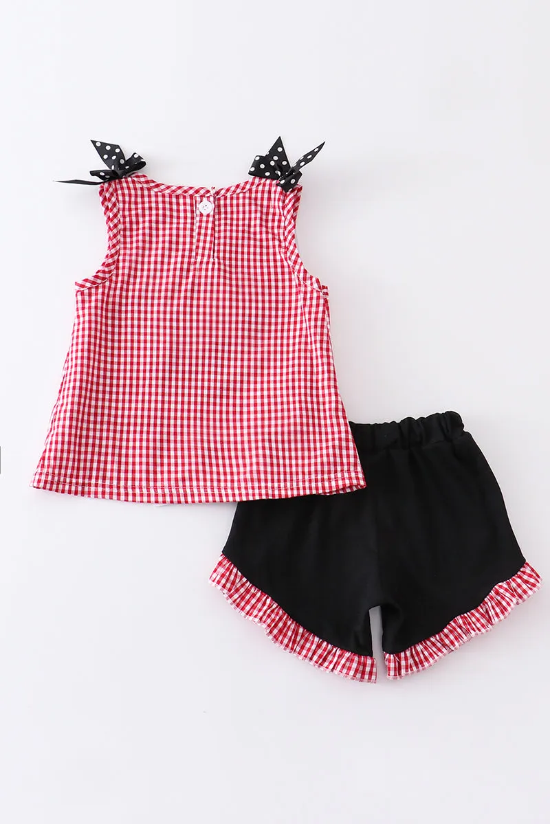 Mickey Mouse French Knot Plaid Set