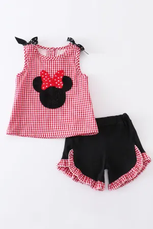 Mickey Mouse French Knot Plaid Set