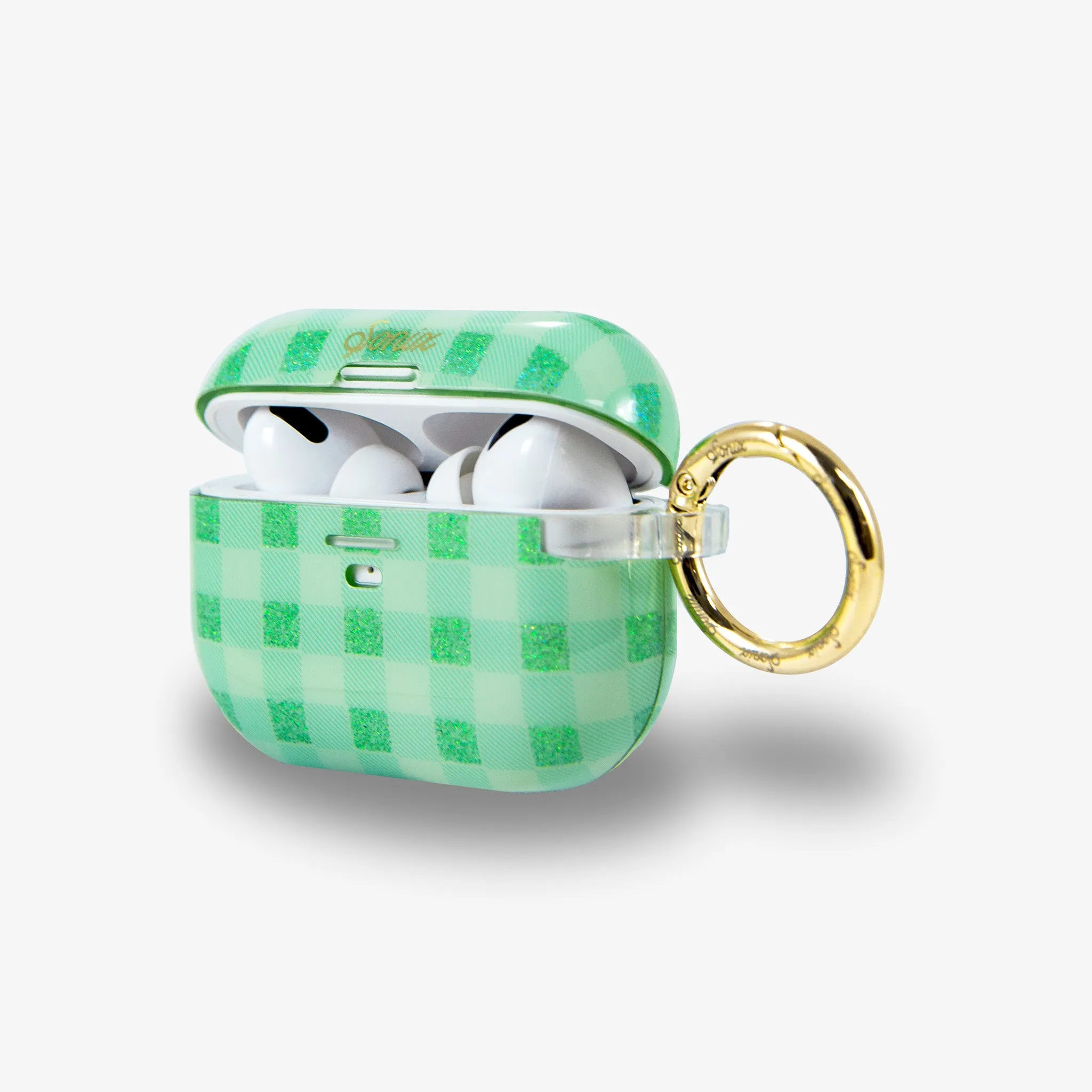 Minty Gingham AirPods Case